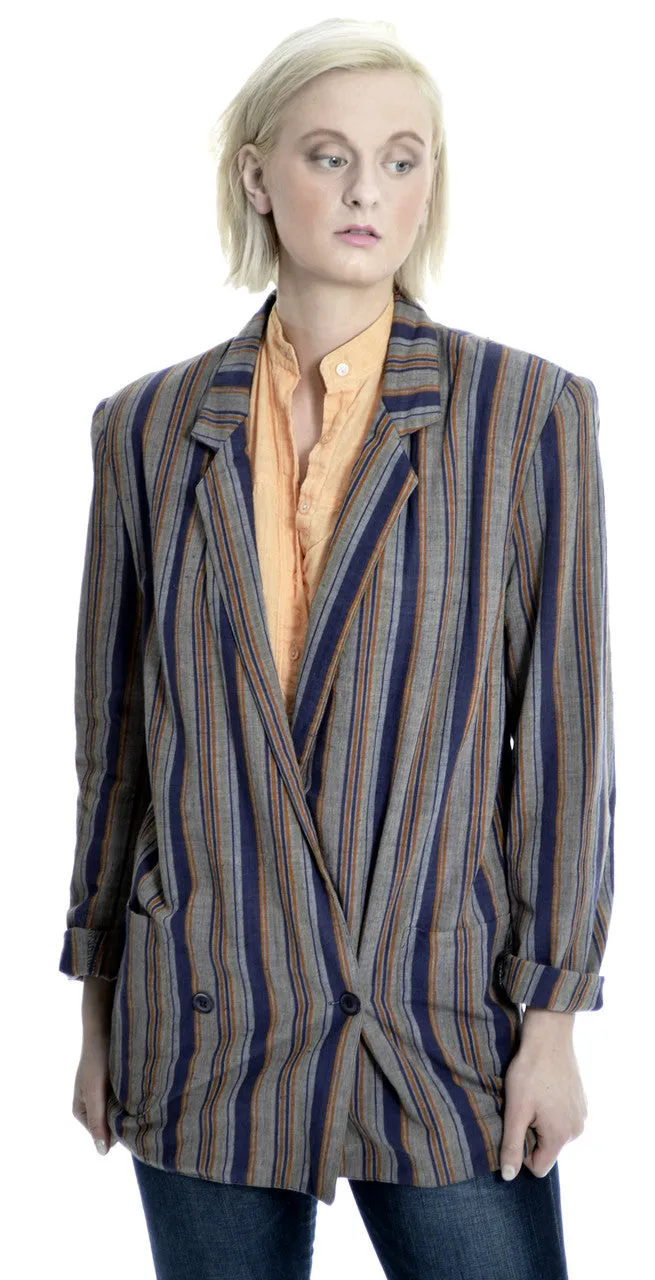 1980s Designer Willi Smith Willi Wear Vintage Blazer Jacket Stripes