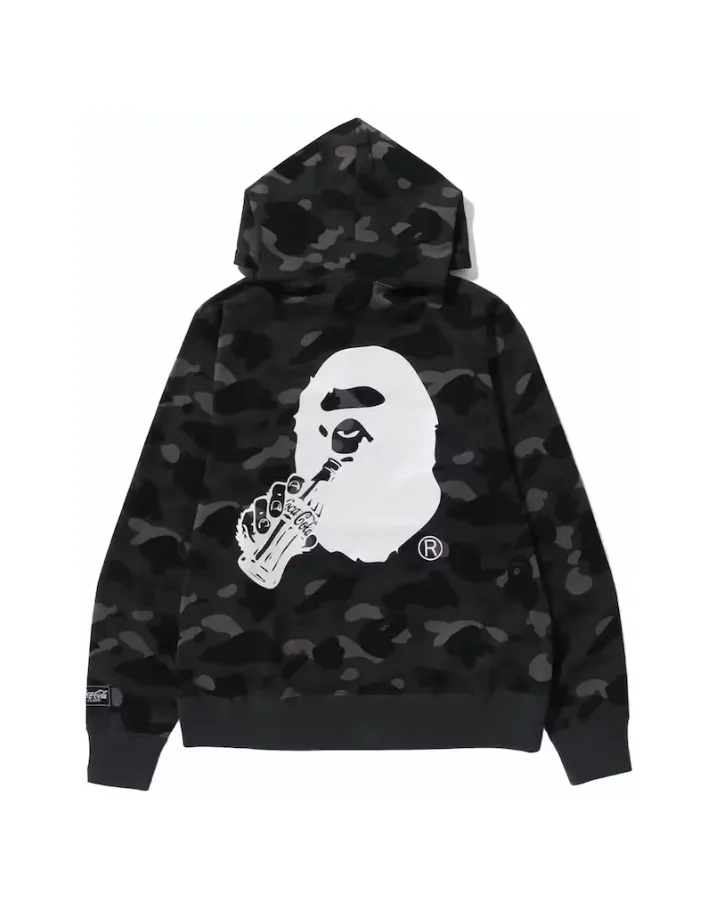 BAPE x Coca-Cola Color Camo Ape Head Pullover Hoodie Black