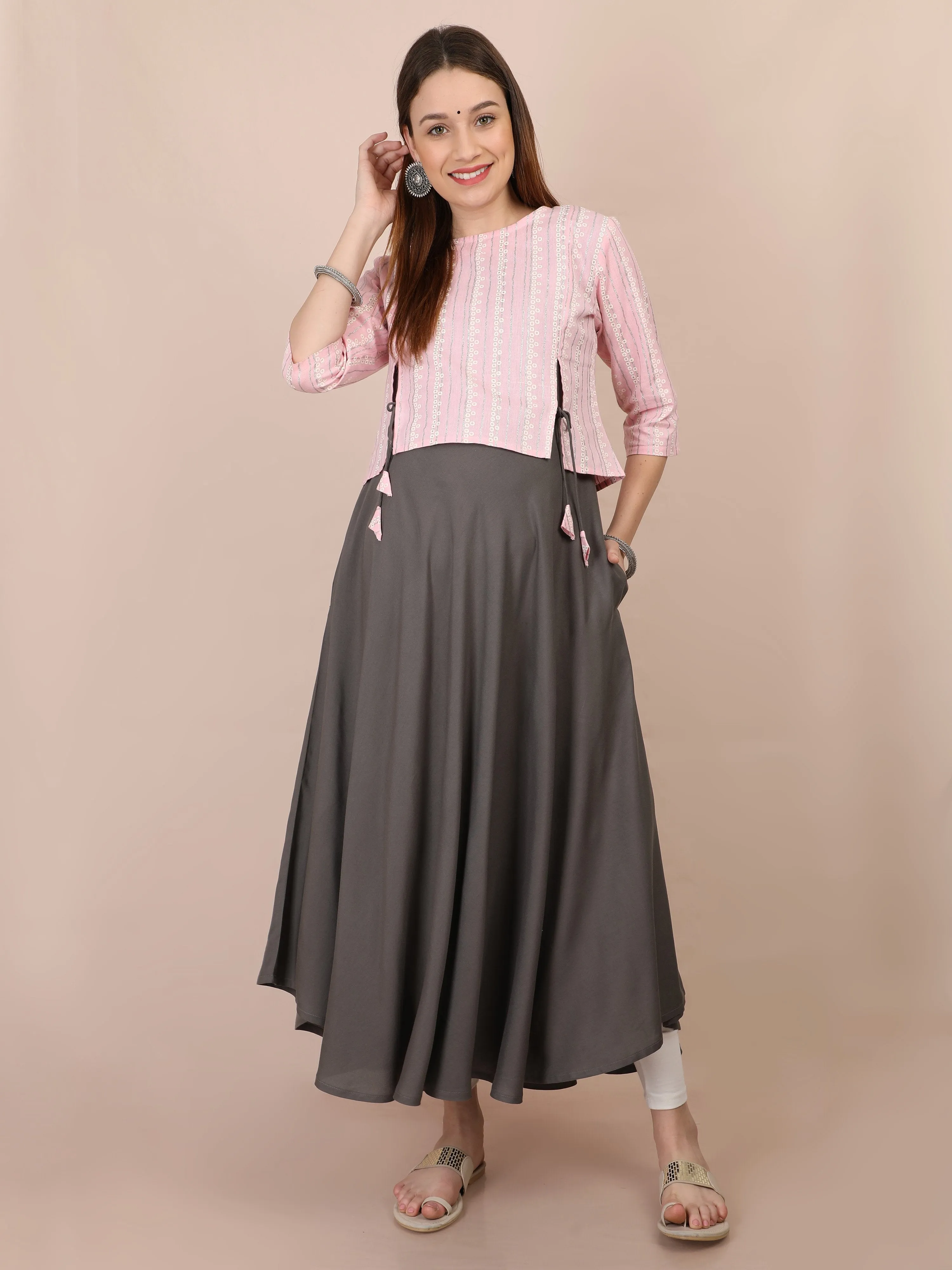 Blossom Pink Maternity and Nursing Kurti