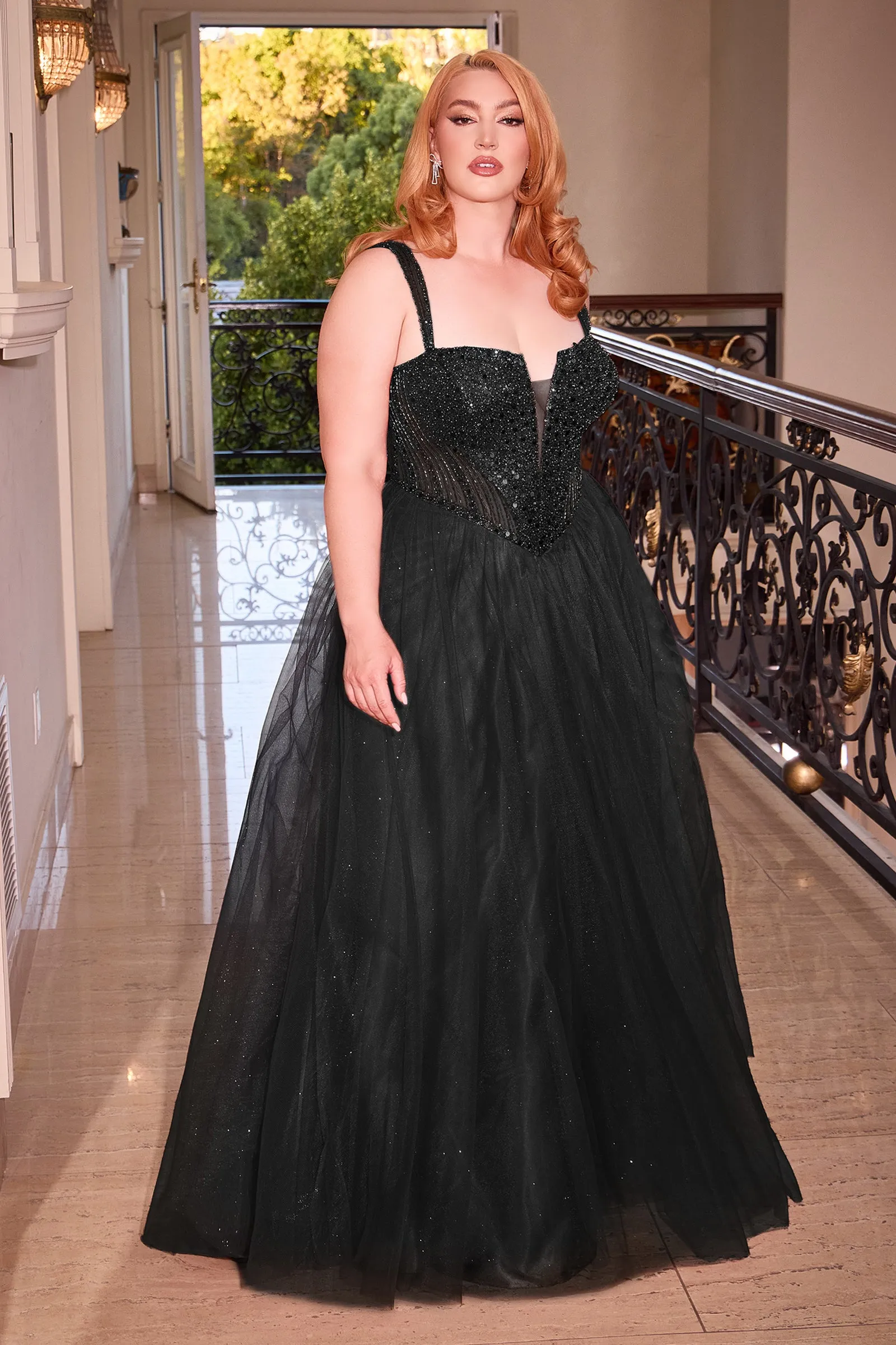 CINDERELLA DIVINE CD0217C A-Line Whimsical Strapless Sequin Dress
