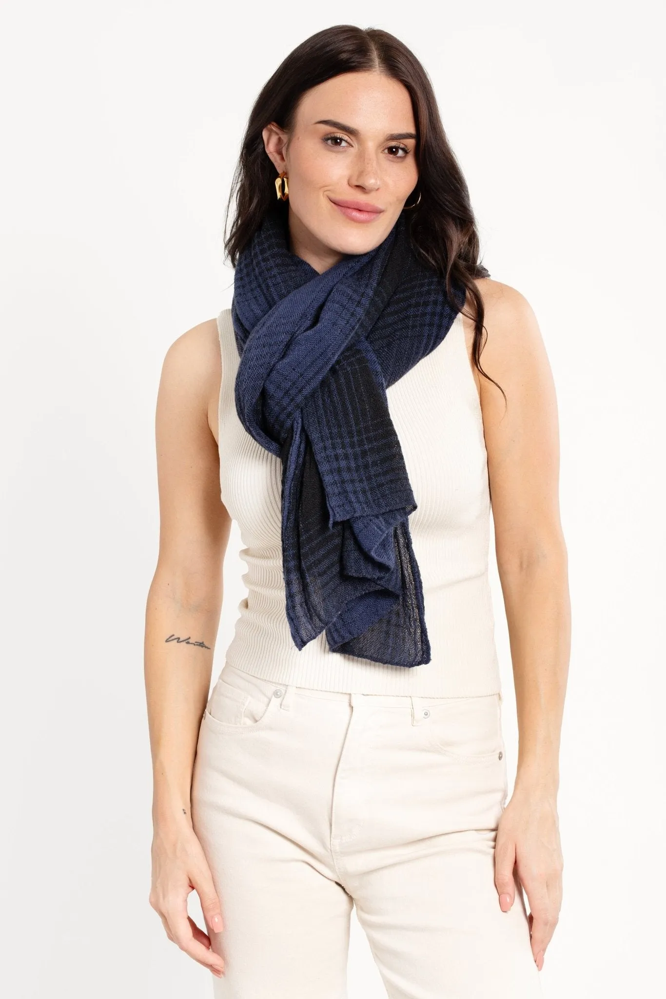 Faded Two Toned Plaid Scarf