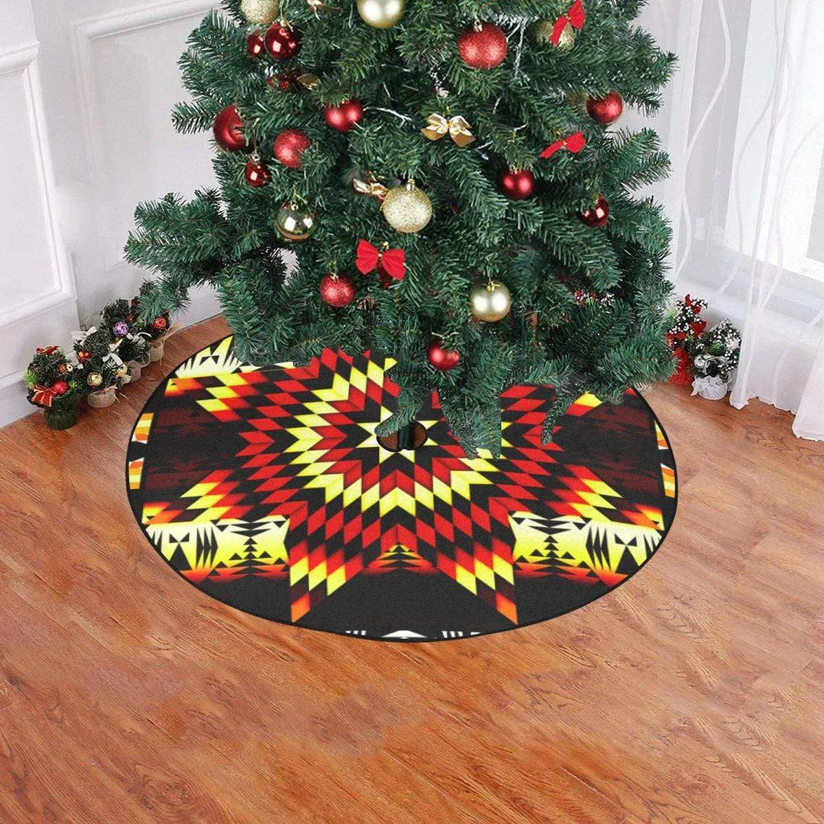 Fire Colors Christmas Tree Skirt 47" x 47"
