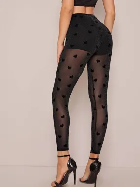 Knicker Insert Flocked Glitter Mesh Leggings