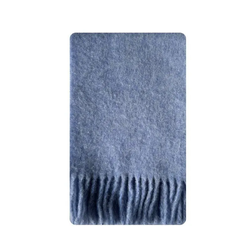 Ladies Solid Color Kint Tassel Scarves YN040