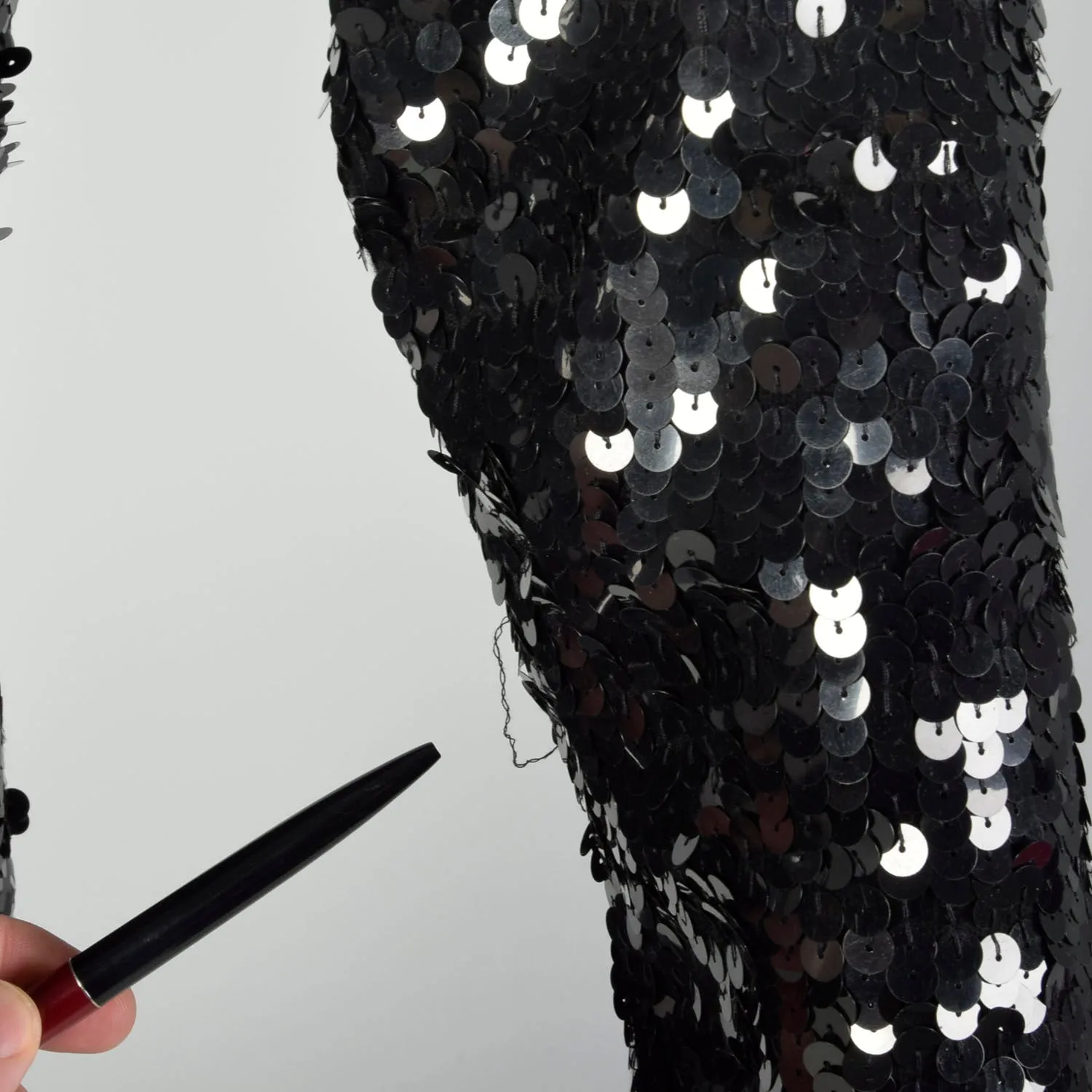 Large Black Sequin Sweater Dress Formal Evening Cocktail Modest Long Sleeve