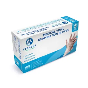 Pegasus Healthcare Clear Vinyl Examination Gloves - 100 Disposable Gloves