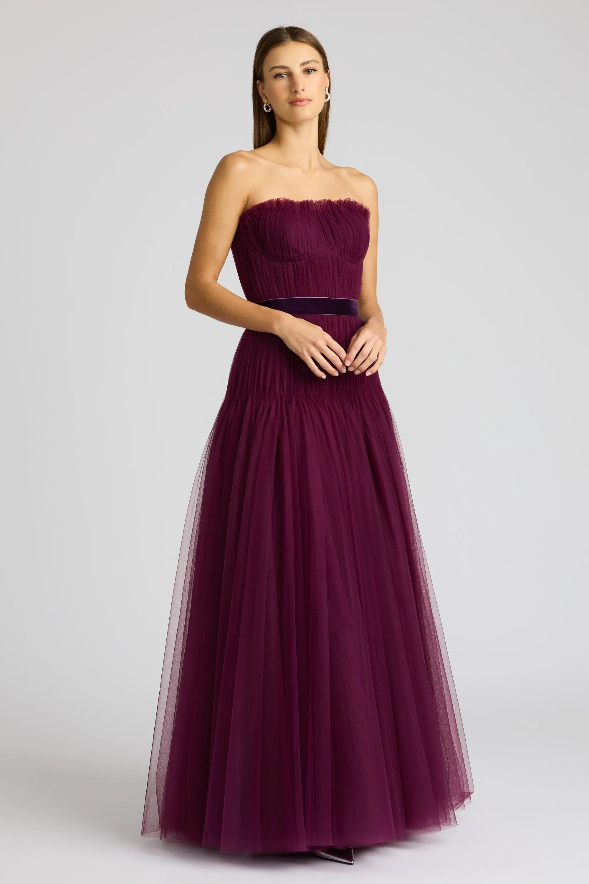 PLEATED TULLE COUTURE GOWN