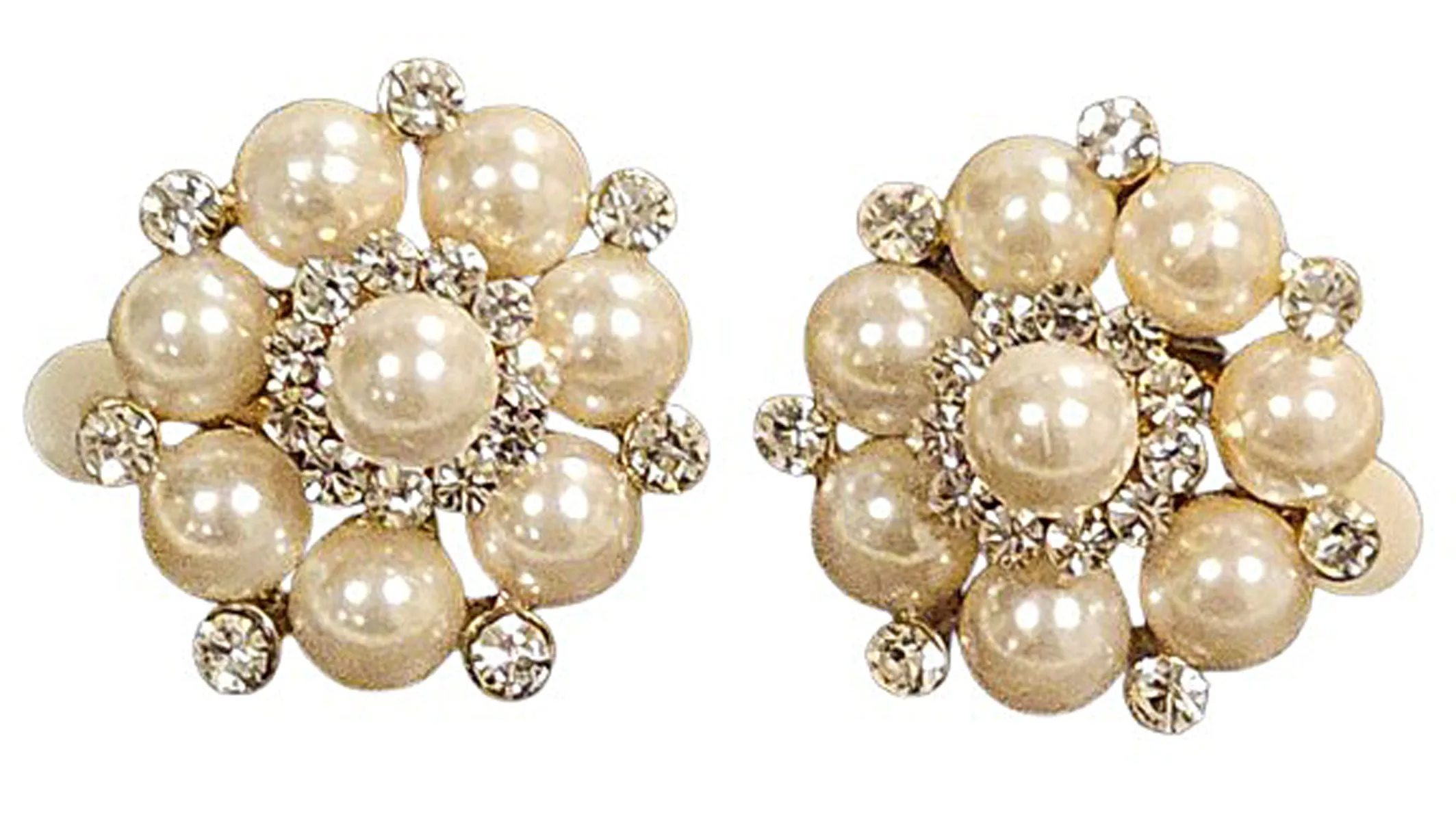 VINTAGE 1980s CAROLEE SIGNED LUSTROUS 2 STRANDS LAYERED IMITATION PEARL NECKLACE & SPARKLING RHINESTONE FAUX PEARL EARRINGS  CAROL LEE