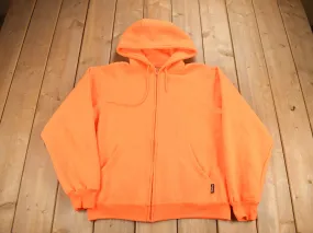 Vintage 1990s Blank Orange Zip Up Hoodie
