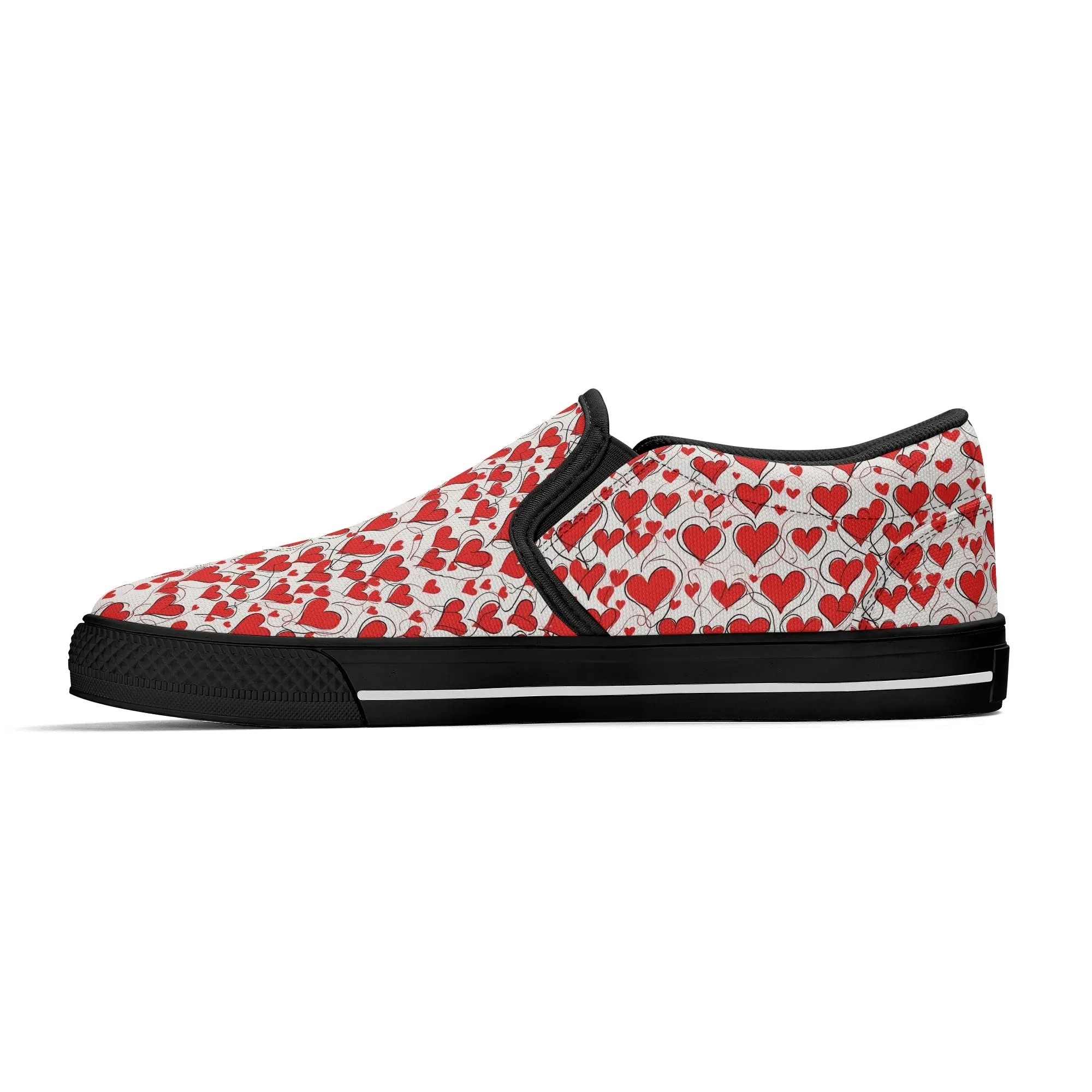 Womens Scribble Hearts Rubber Slip On Shoes